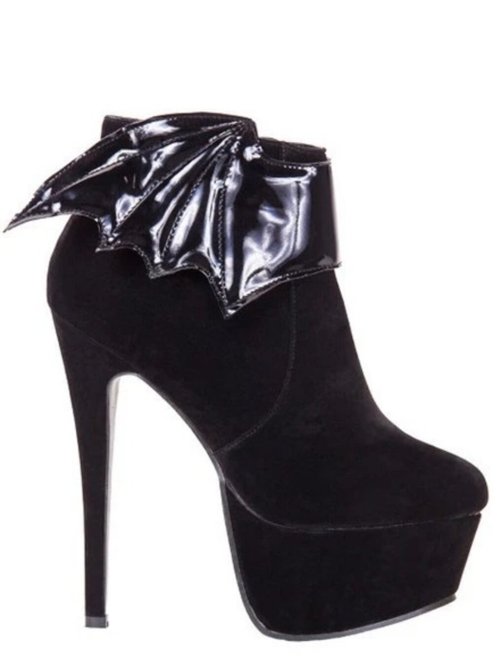 Iron Fist Goth Punk Rock Black PVC Bat Stiletto Ankle Boots Booties size 6